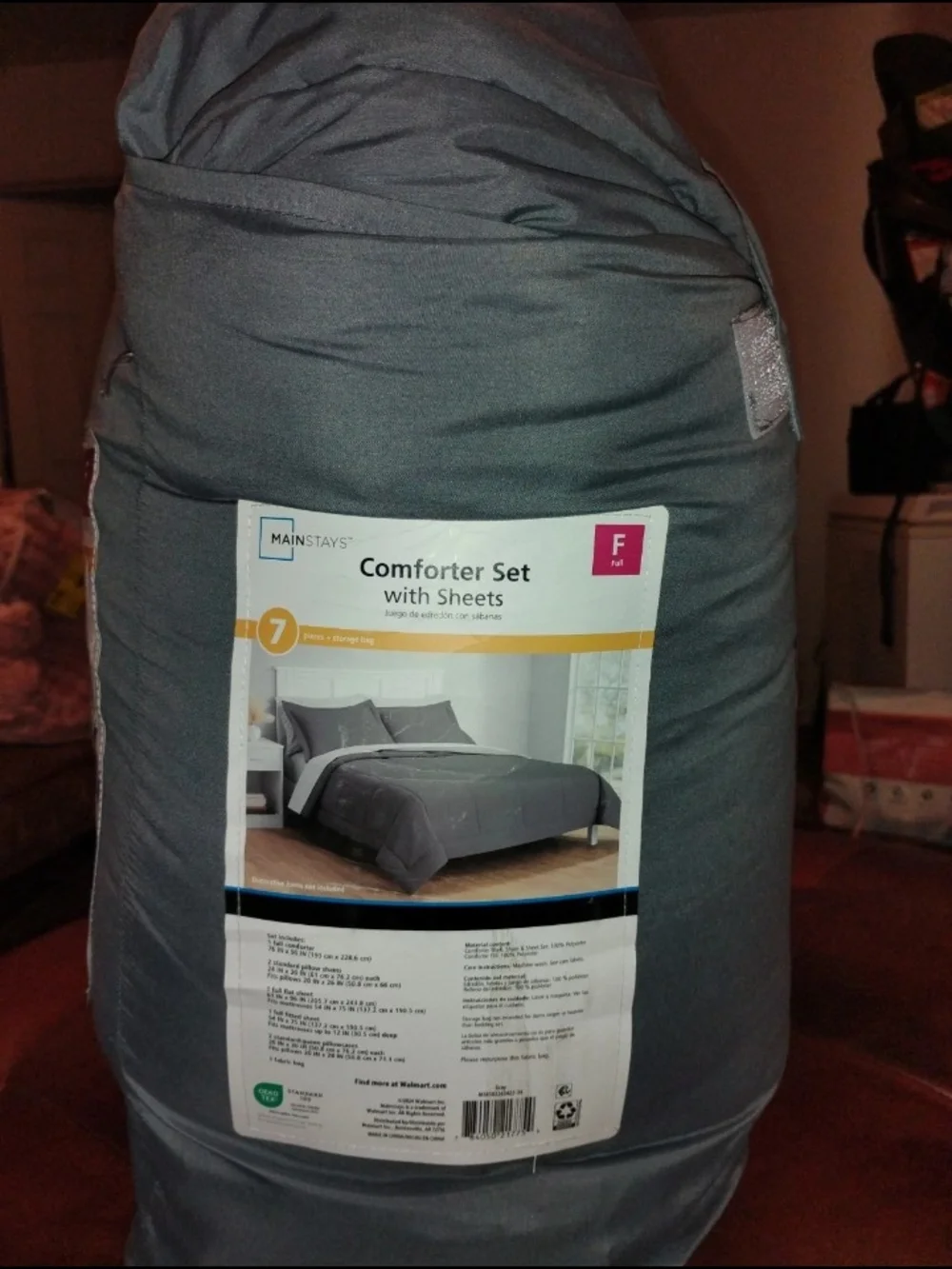 ( New ) Mainstays Gray Comforter Set with Sheets - Full/Queen Look